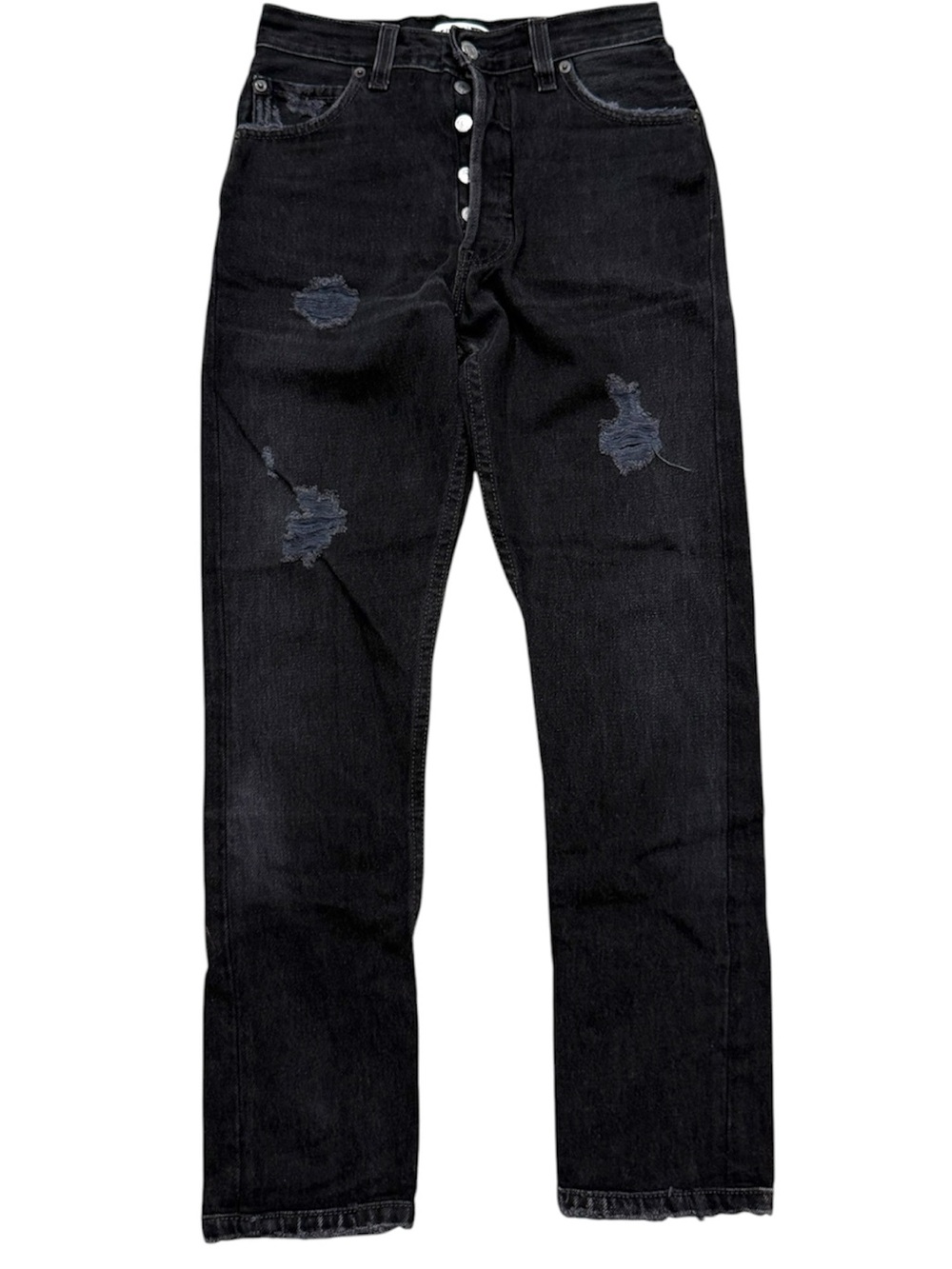 RE/DONE X Levis Black Distressed High Rise Jeans Sz 24
